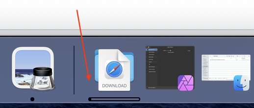 Safari downloads progress in the dock.